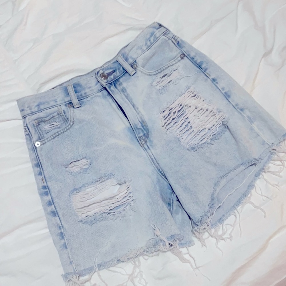 AE distressed midi denim shorts sz0